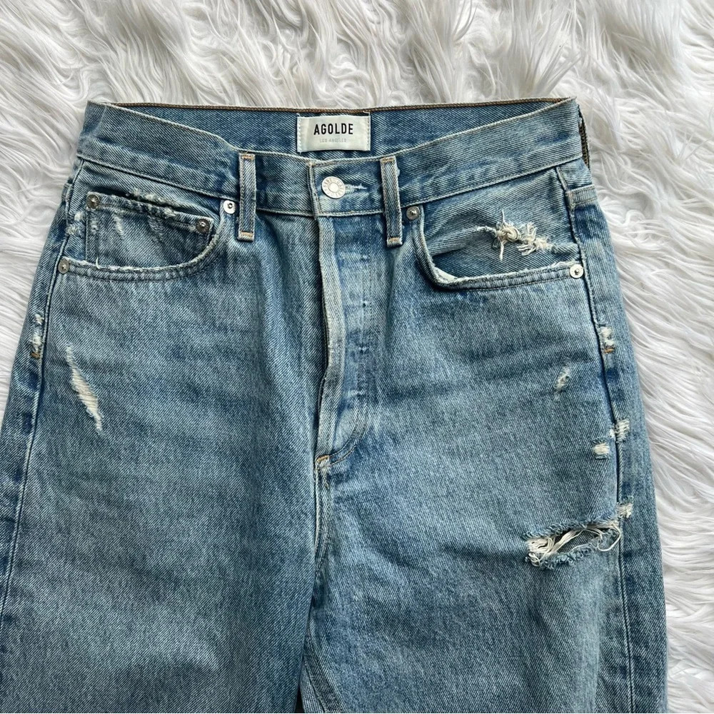 Agolde Light Blue High Rise Ripped Jeans - Picture 7 of 13